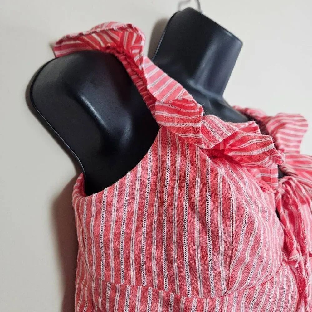 Free People Striped Ruffled Crop Top - Picture 2 of 8
